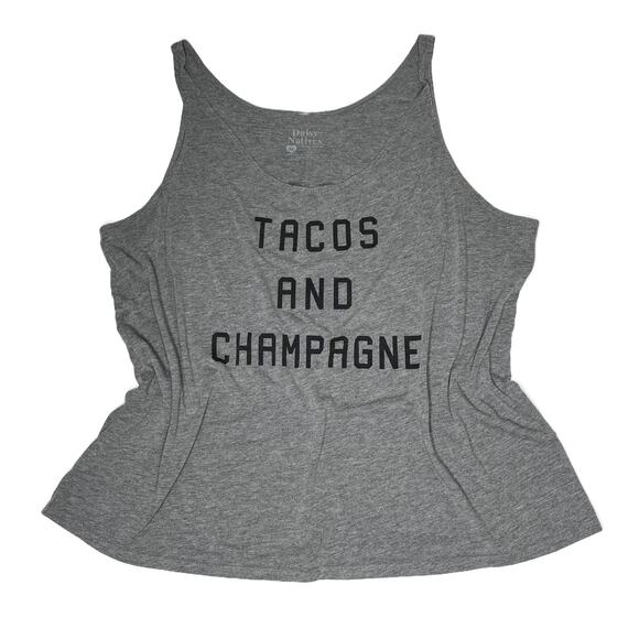 Daisy Natives Tacos and Champagne Tank Top Grey/Black Graphic Print size XL - Picture 4 of 9